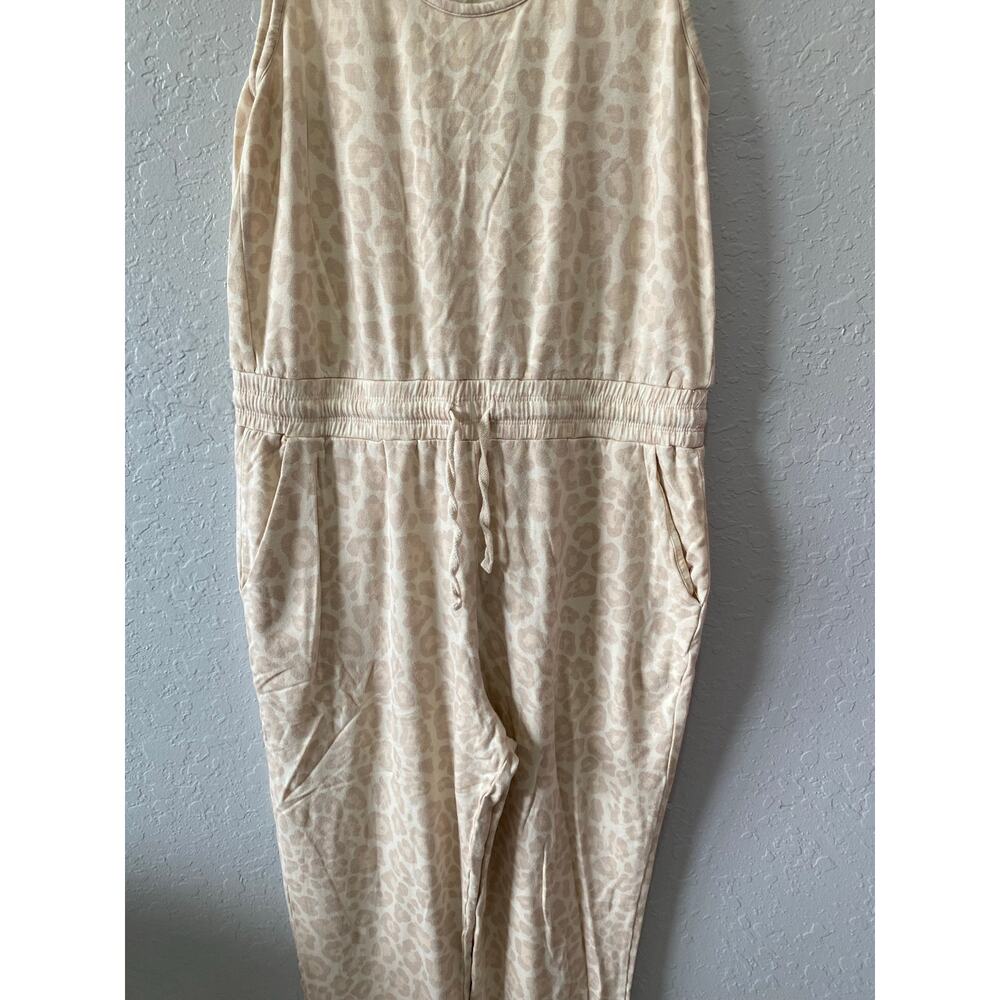 Splendid Leopard Print Soft Racerback Jumpsuit Size L Cozy Casual - Picture 2 of 7